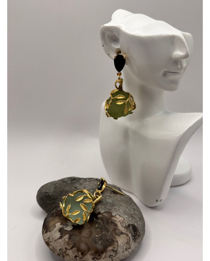 PENDIENTES ARTESANOS DE CRISTAL MARINO