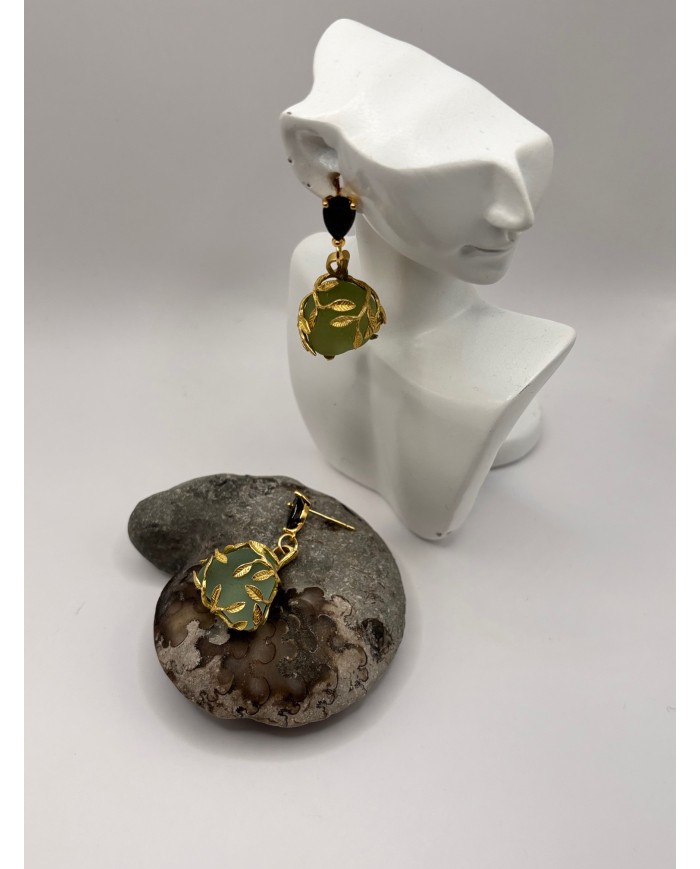 PENDIENTES ARTESANOS DE CRISTAL MARINO