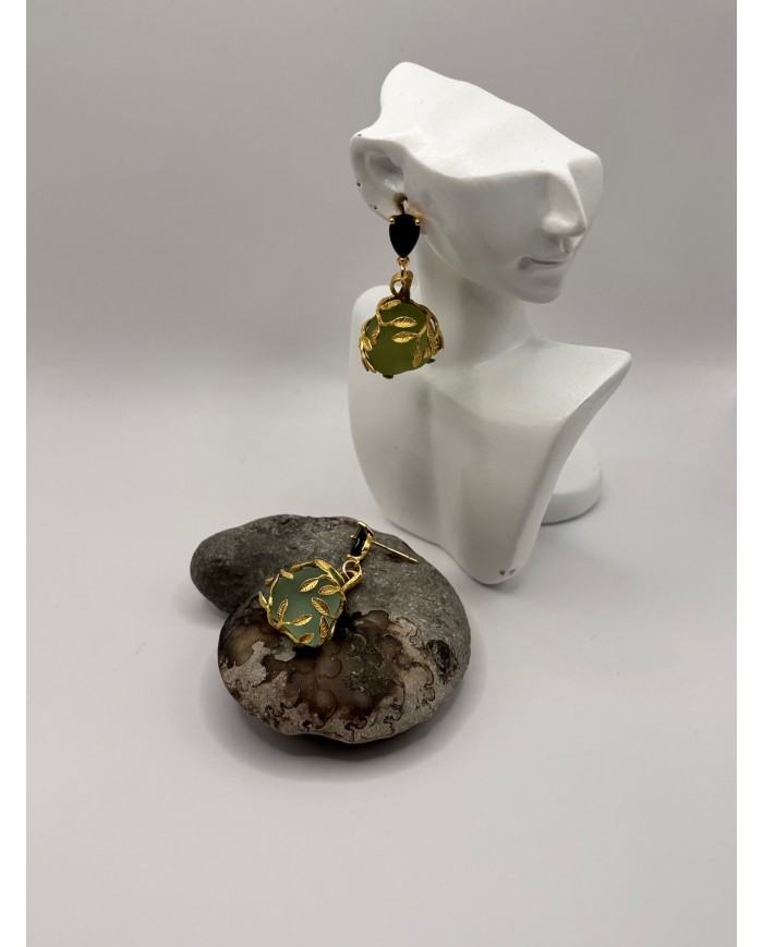 PENDIENTES ARTESANOS DE CRISTAL MARINO