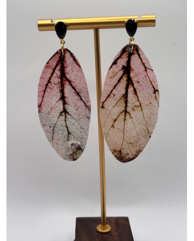 PENDIENTES DE HOJA NATURAL ESQUELETIZADA