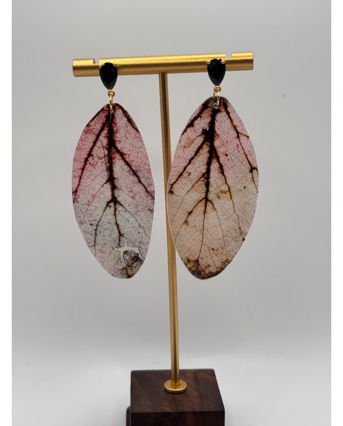 PENDIENTES DE HOJA NATURAL ESQUELETIZADA