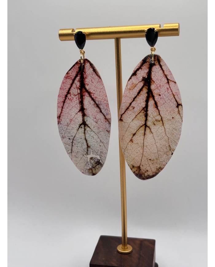 PENDIENTES DE HOJA NATURAL ESQUELETIZADA