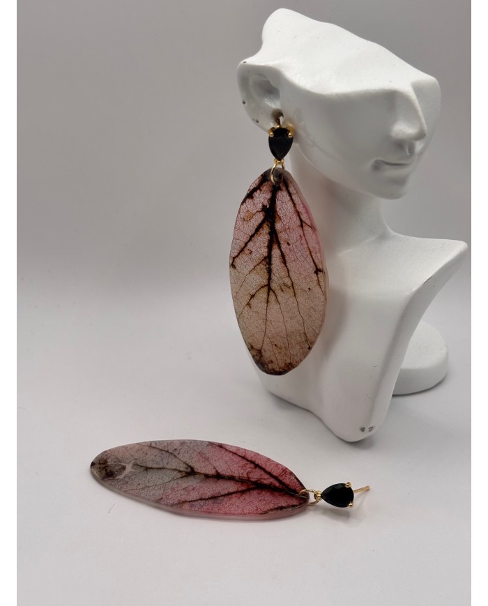 PENDIENTES DE HOJA NATURAL ESQUELETIZADA