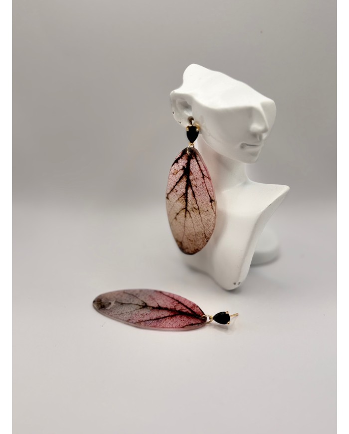 PENDIENTES DE HOJA NATURAL ESQUELETIZADA