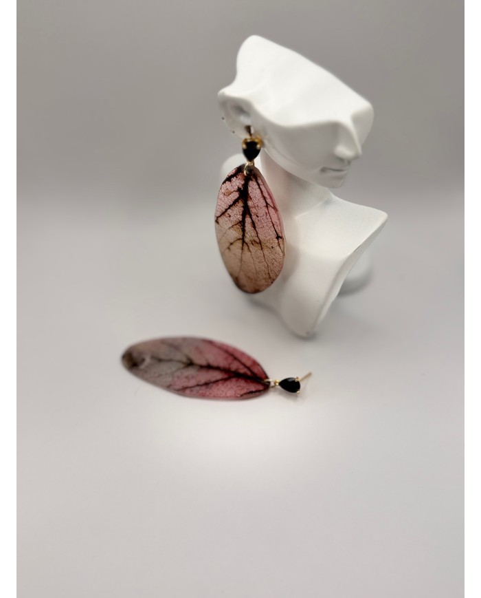 PENDIENTES DE HOJA NATURAL ESQUELETIZADA