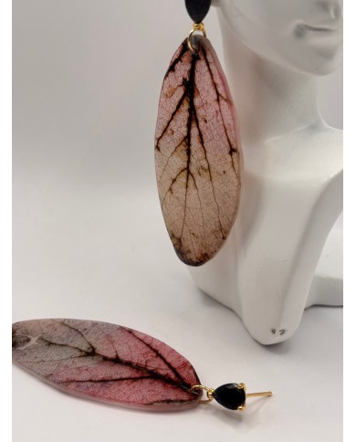 PENDIENTES DE HOJA NATURAL ESQUELETIZADA