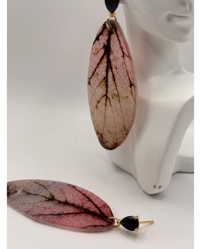 PENDIENTES DE HOJA NATURAL ESQUELETIZADA