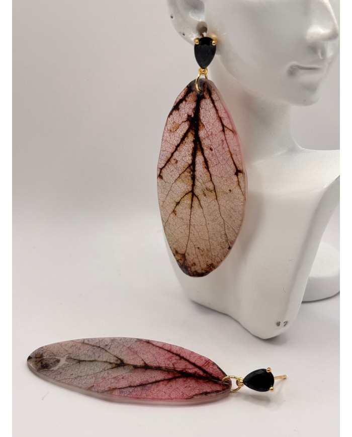 PENDIENTES DE HOJA NATURAL ESQUELETIZADA