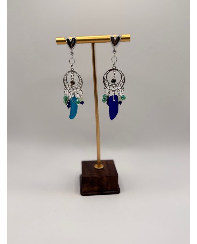 PENDIENTES ARTESANOS DE CRISTAL MARINO