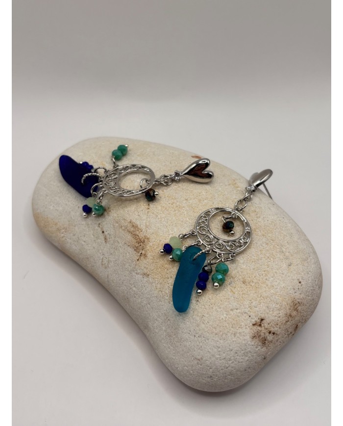 PENDIENTES ARTESANOS DE CRISTAL MARINO