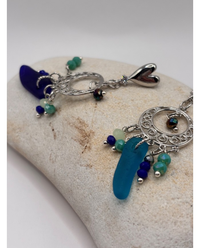 PENDIENTES ARTESANOS DE CRISTAL MARINO