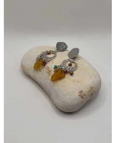 PENDIENTES ARTESANOS DE CRISTAL MARINO