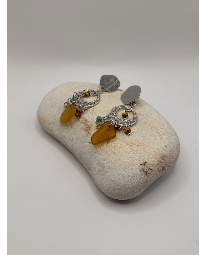 PENDIENTES ARTESANOS DE CRISTAL MARINO