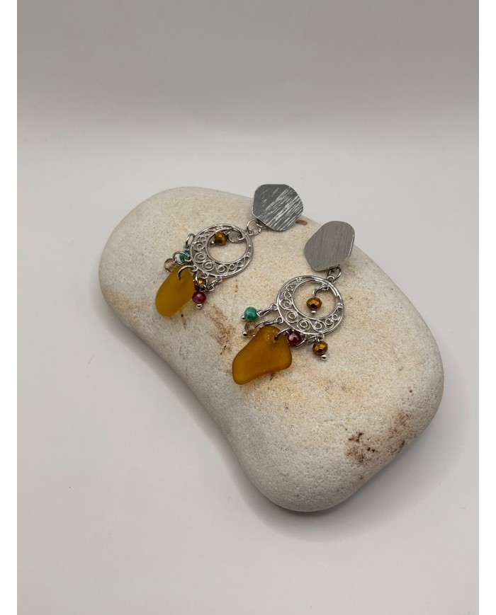 PENDIENTES ARTESANOS DE CRISTAL MARINO