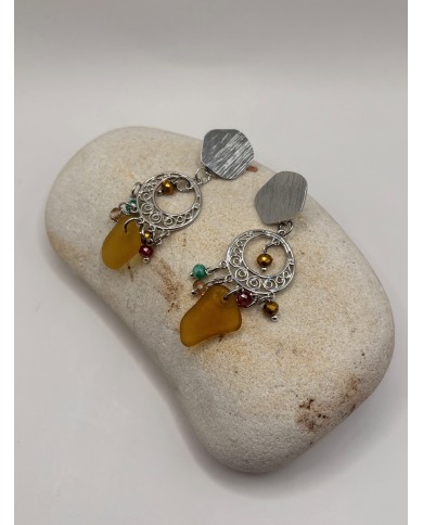 PENDIENTES ARTESANOS DE CRISTAL MARINO