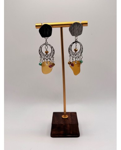 PENDIENTES ARTESANOS DE CRISTAL MARINO