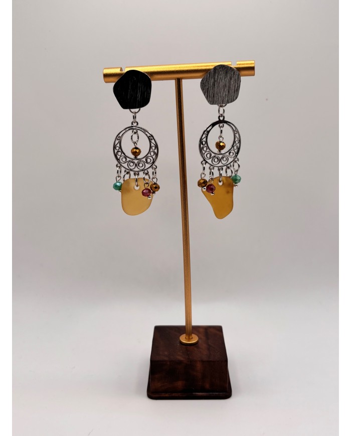 PENDIENTES ARTESANOS DE CRISTAL MARINO