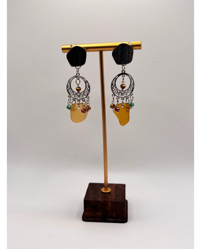 PENDIENTES ARTESANOS DE CRISTAL MARINO