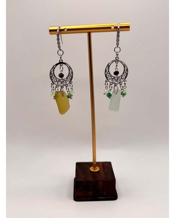 PENDIENTES ARTESANOS DE CRISTAL MARINO