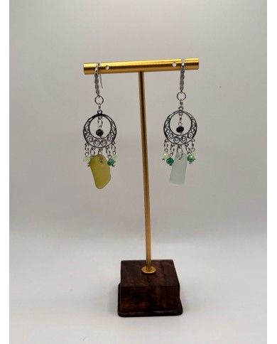 PENDIENTES ARTESANOS DE CRISTAL MARINO