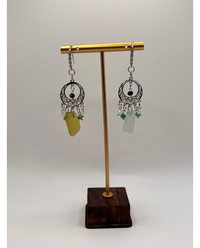PENDIENTES ARTESANOS DE CRISTAL MARINO