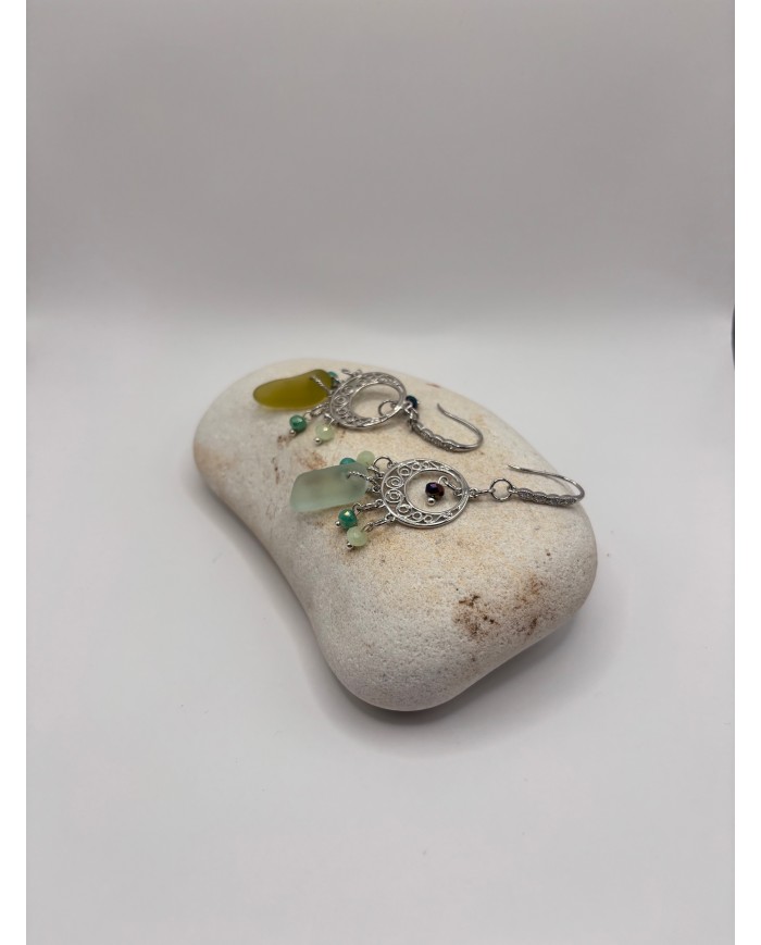 PENDIENTES ARTESANOS DE CRISTAL MARINO