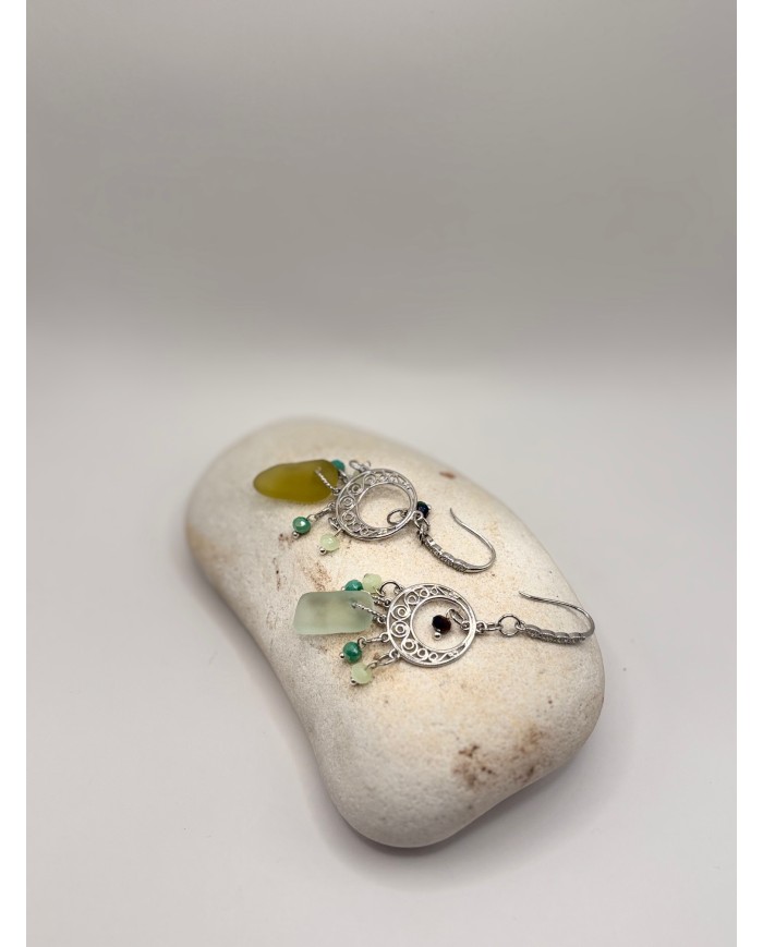 PENDIENTES ARTESANOS DE CRISTAL MARINO