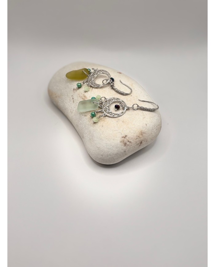PENDIENTES ARTESANOS DE CRISTAL MARINO
