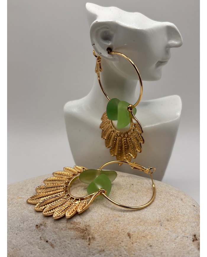 PENDIENTES ARTESANOS DE CRISTAL MARINO