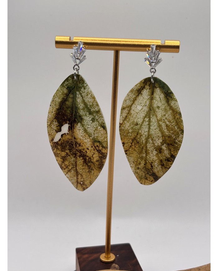 PENDIENTES ARTESANOS DE HOJA NATURAL ESQUELETIZADA