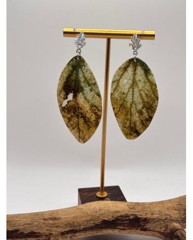 PENDIENTES ARTESANOS DE HOJA NATURAL ESQUELETIZADA