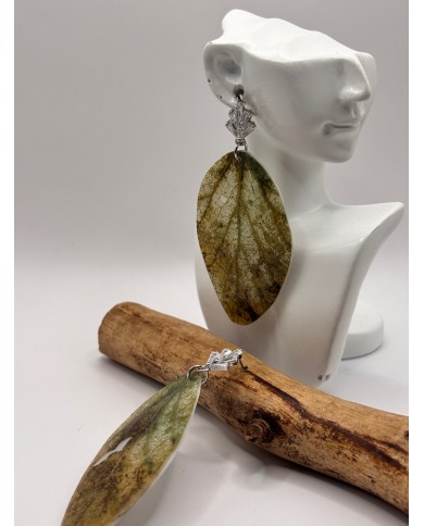 PENDIENTES ARTESANOS DE HOJA NATURAL ESQUELETIZADA
