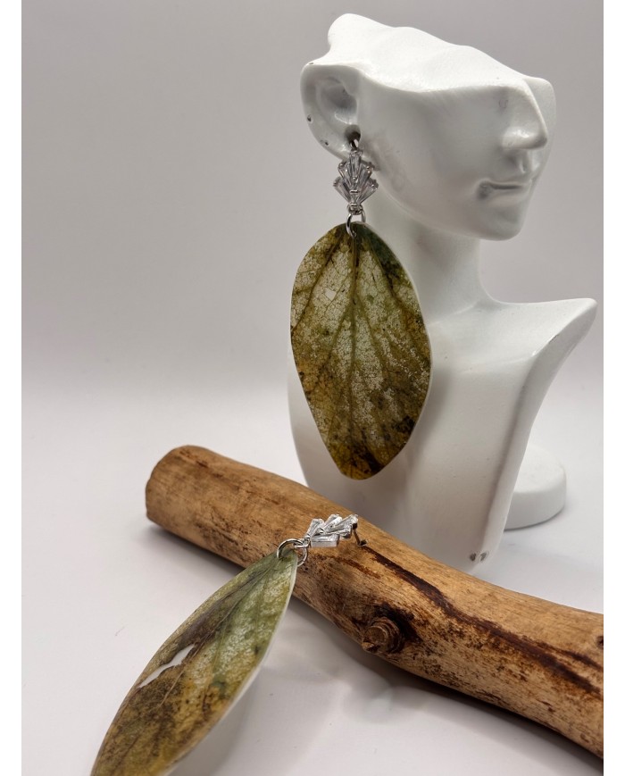 PENDIENTES ARTESANOS DE HOJA NATURAL ESQUELETIZADA