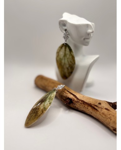 PENDIENTES ARTESANOS DE HOJA NATURAL ESQUELETIZADA