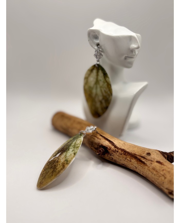 PENDIENTES ARTESANOS DE HOJA NATURAL ESQUELETIZADA