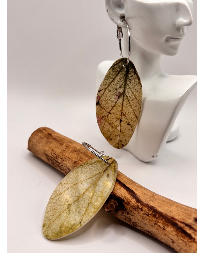 PENDIENTES ARTESANOS DE HOJA NATURAL