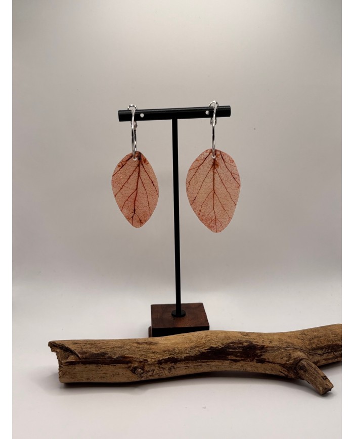 PENDIENTES ARTESANOS DE HOJA NATURAL ESQUELETIZADA
