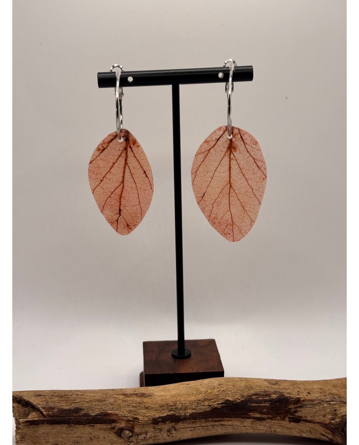 PENDIENTES ARTESANOS DE HOJA NATURAL ESQUELETIZADA
