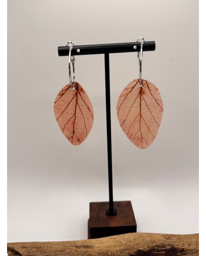 PENDIENTES ARTESANOS DE HOJA NATURAL ESQUELETIZADA