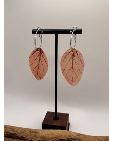 PENDIENTES ARTESANOS DE HOJA NATURAL ESQUELETIZADA
