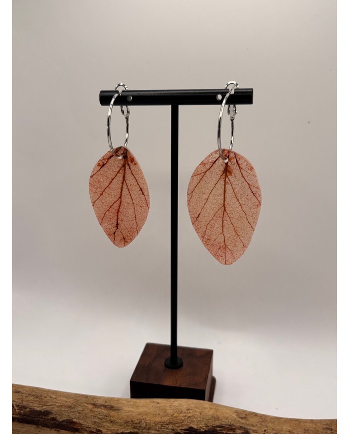 PENDIENTES ARTESANOS DE HOJA NATURAL ESQUELETIZADA