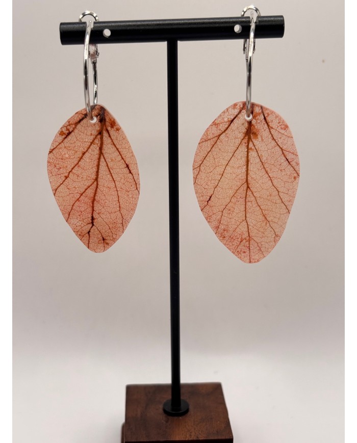 PENDIENTES ARTESANOS DE HOJA NATURAL ESQUELETIZADA