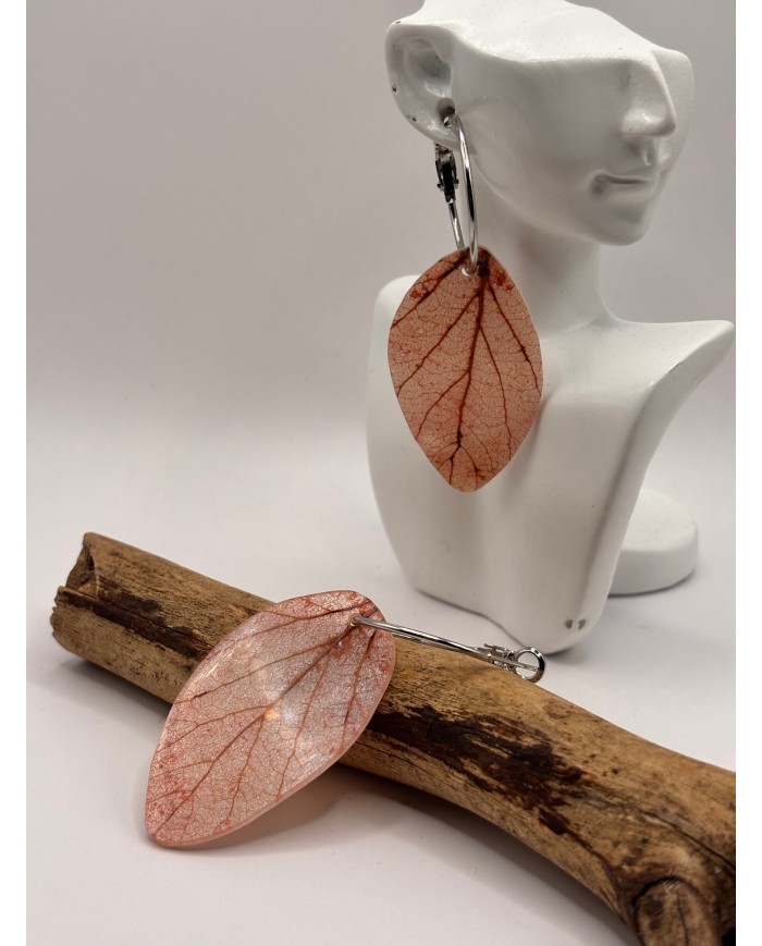 PENDIENTES ARTESANOS DE HOJA NATURAL ESQUELETIZADA