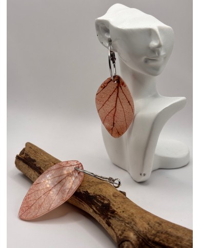 PENDIENTES ARTESANOS DE HOJA NATURAL ESQUELETIZADA