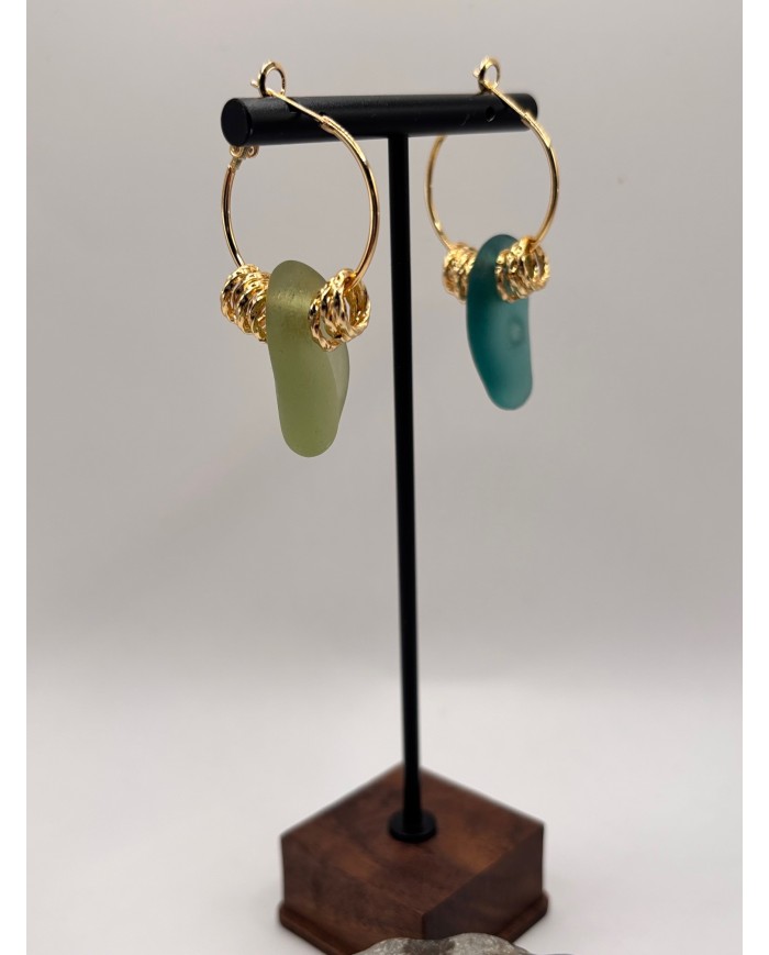 PENDIENTES ARTESANOS DE CRISTAL MARINO