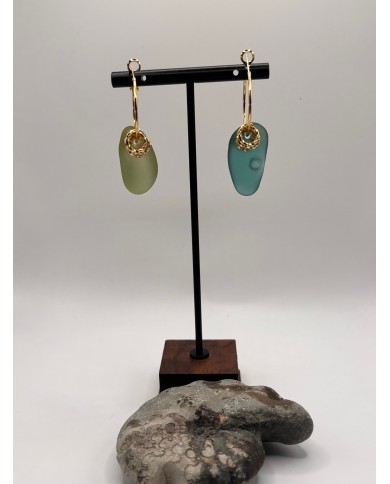 PENDIENTES ARTESANOS DE CRISTAL MARINO