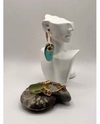 PENDIENTES ARTESANOS DE CRISTAL MARINO