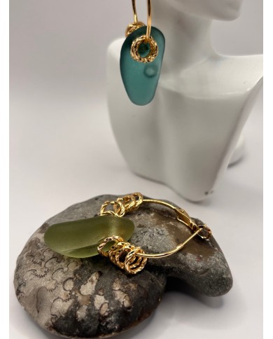 PENDIENTES ARTESANOS DE CRISTAL MARINO