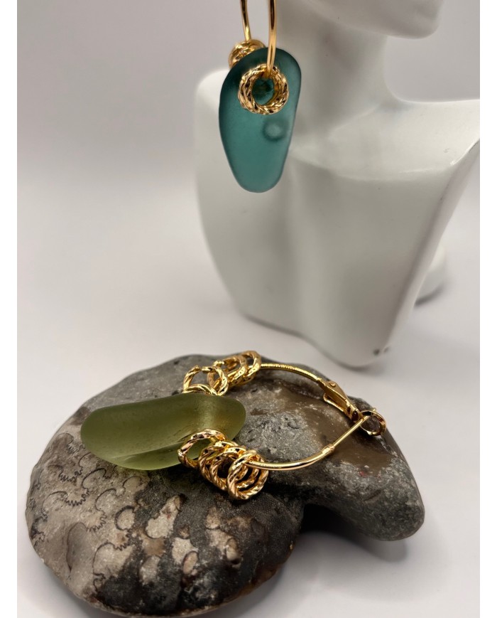 PENDIENTES ARTESANOS DE CRISTAL MARINO