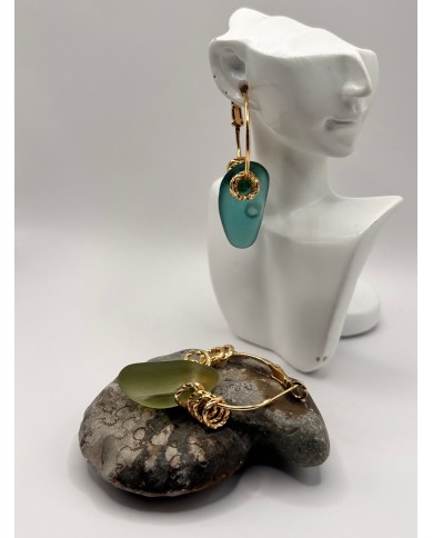 PENDIENTES ARTESANOS DE CRISTAL MARINO